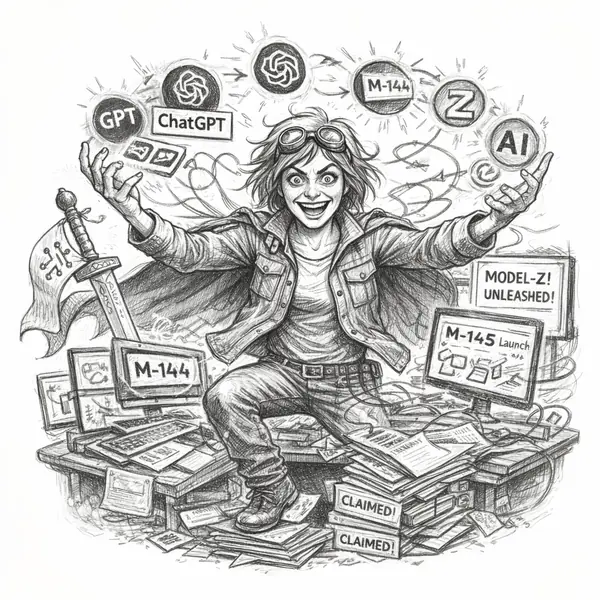 A reckless fighter runs a desk full of experimental AI tools one mistake from disaster.