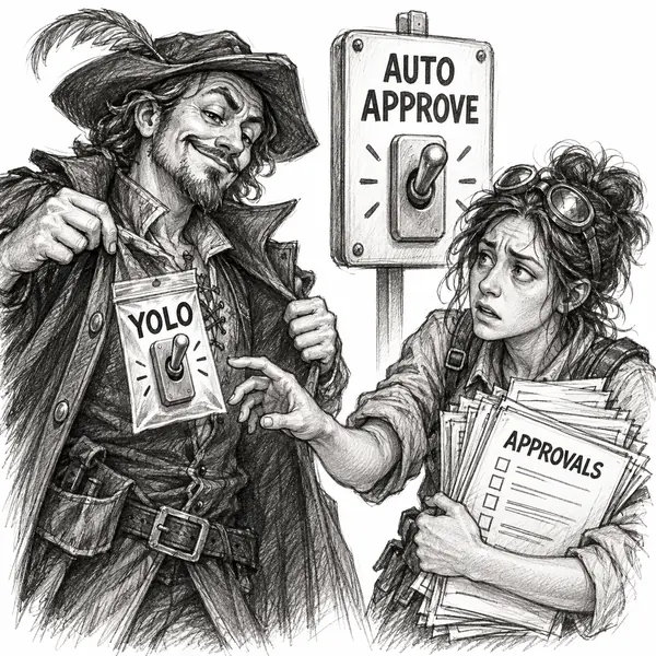 YOLO Dealer: Sells the relief of auto-approve while making the cost of missing safeguards somebody else's problem.