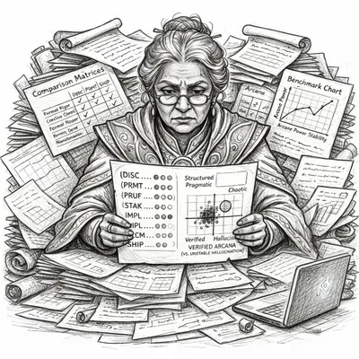 An overworked archmage drowns in comparisons and benchmarks instead of choosing.