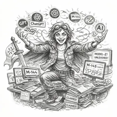 A reckless fighter runs a desk full of experimental AI tools one mistake from disaster.
