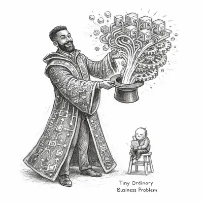 A theatrical wizard conjures ornate architecture for a problem that barely needs a function.