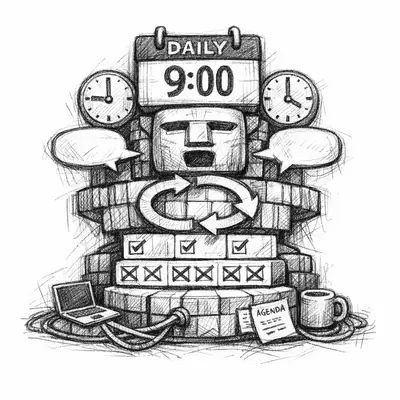 A calendar idol multiplies recurring meetings, summaries, and status rituals without end.