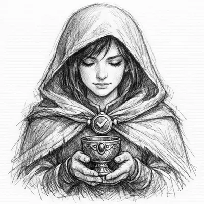 A fantasy operations-keeper crouches in a dashboard-filled control room of archives, pipelines, and process ritual.