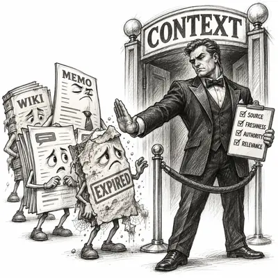 Context Doorman: Checks source, freshness, authority, and relevance before information enters active context.