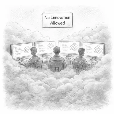 A comfortable fog of repeated patterns settles over a team that stopped questioning.