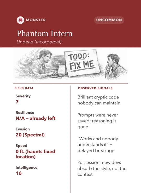 The Phantom Intern card